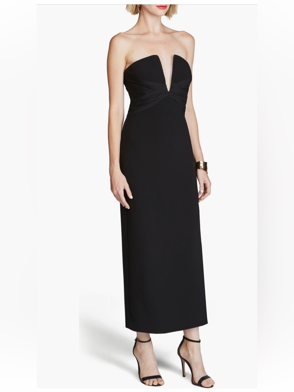 HALSTON Marguerite Strapless Crepe Midi Maxi long Dress Gown black 12 NWT - Picture 3 of 3